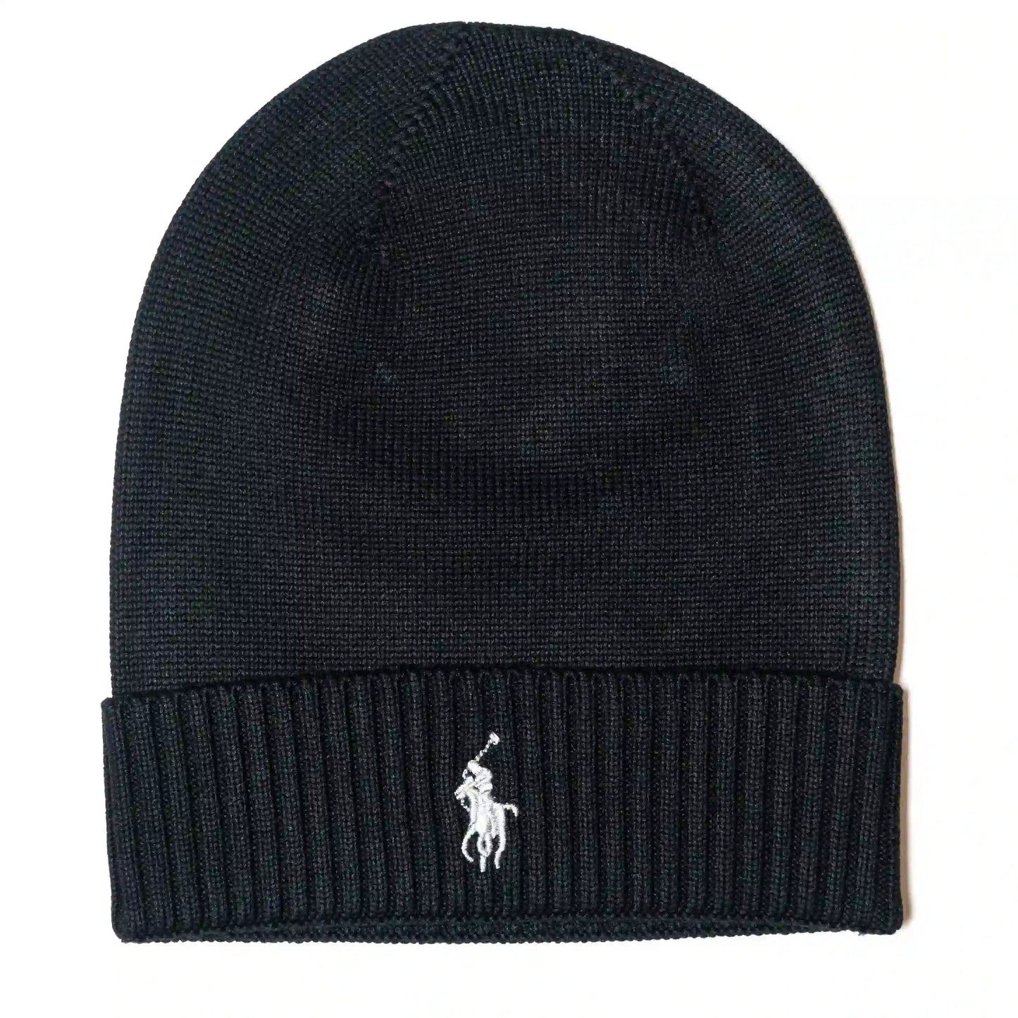 Ralph Lauren Unisex Black Beanie Grey Pony Winter Hat