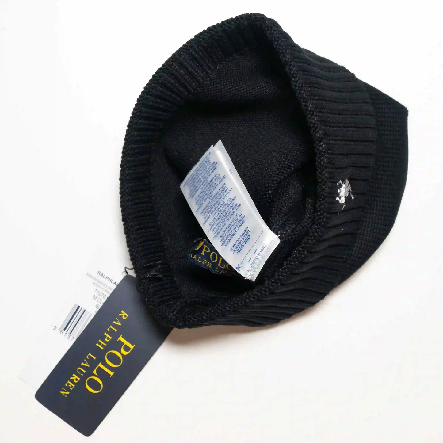 Ralph Lauren Unisex Black Beanie Grey Pony Winter Hat