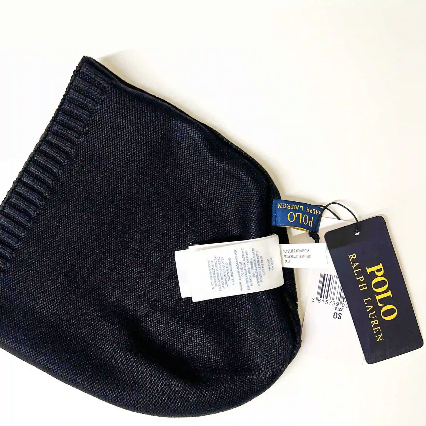 Ralph Lauren Unisex Black Beanie Golden Pony Winter Hat