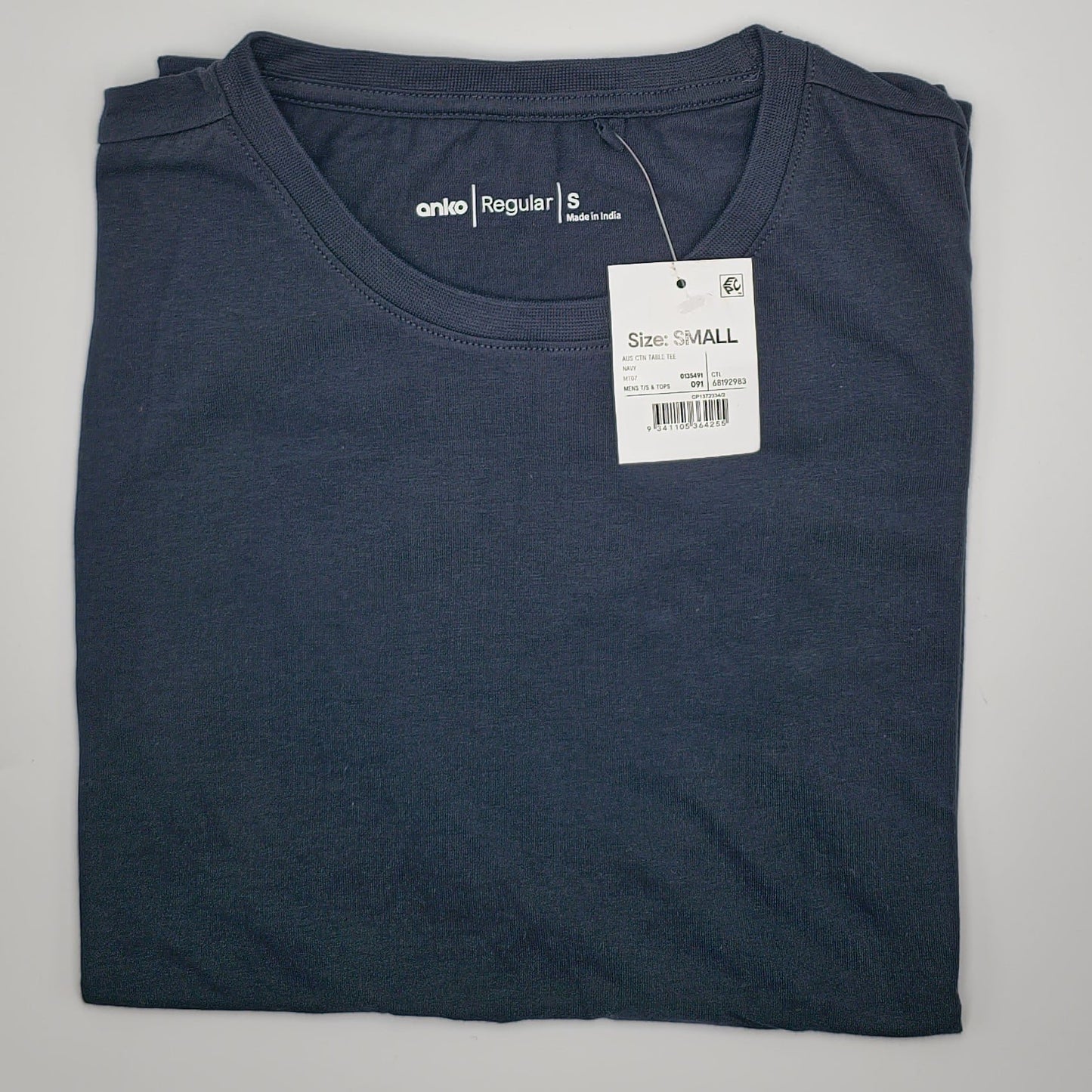 Mens Navy Blue Short Sleeve Crew Neck Cotton T-Shirt